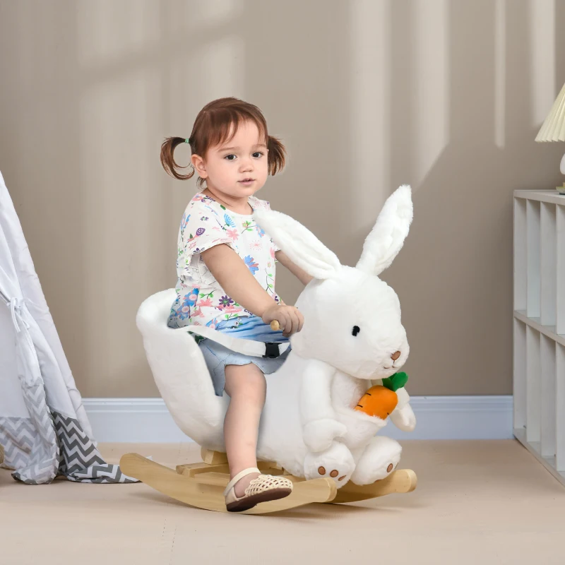 Qaba Baby Rocking Chair, Rabbit Shaped Plush Animal Rocker