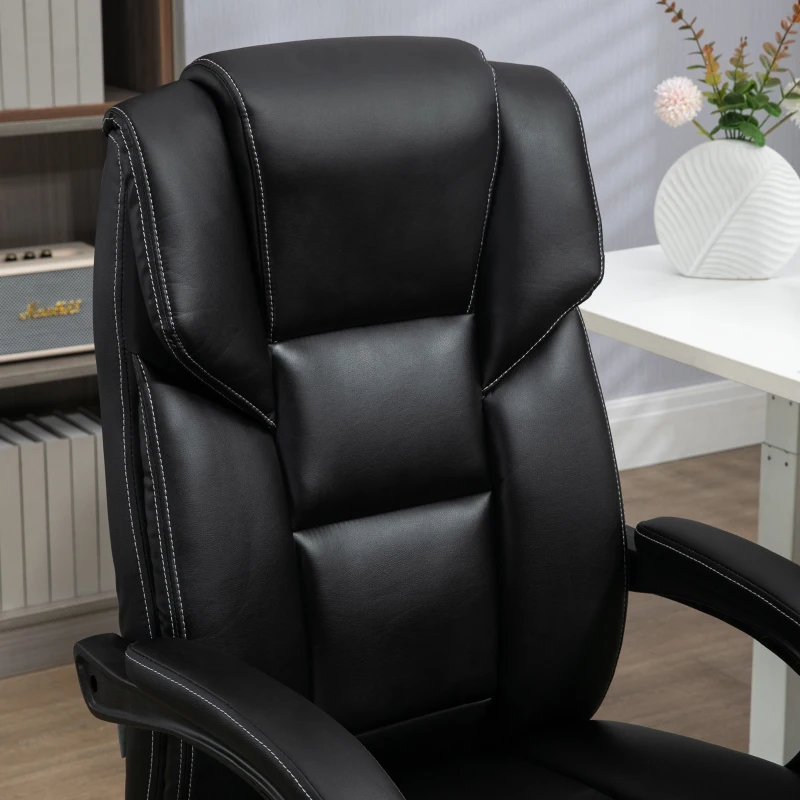 Vinsetto 6 Point Vibration Massage Office Chair with Heat, PU Leather Computer Chair with Adjustable Height Reclining Back, Black