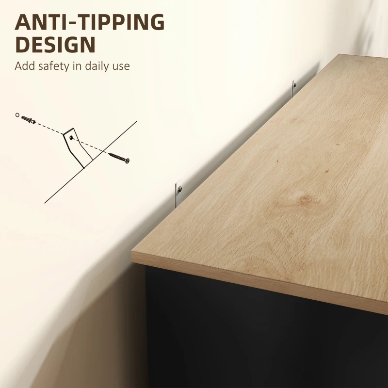 HOMCOM Modern Sideboard Cabinet, 41" Kitchen Buffet Cabinet with Drawer, Adjustable Shelf, 3 Doors for Dining Room, Black