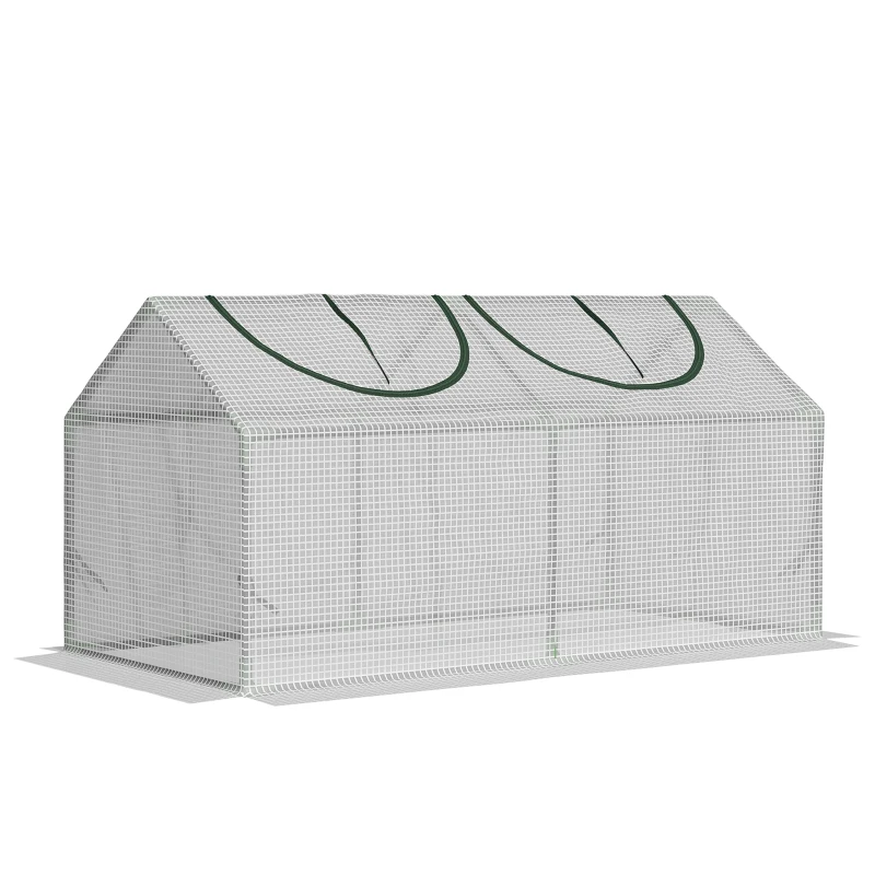 Outsunny 47" x 24" x 24" Portable Mini Tunnel Greenhouse Garden Planting Outdoor Flower Warm House Box with 2 Windows Steel Frame PE Cover, White