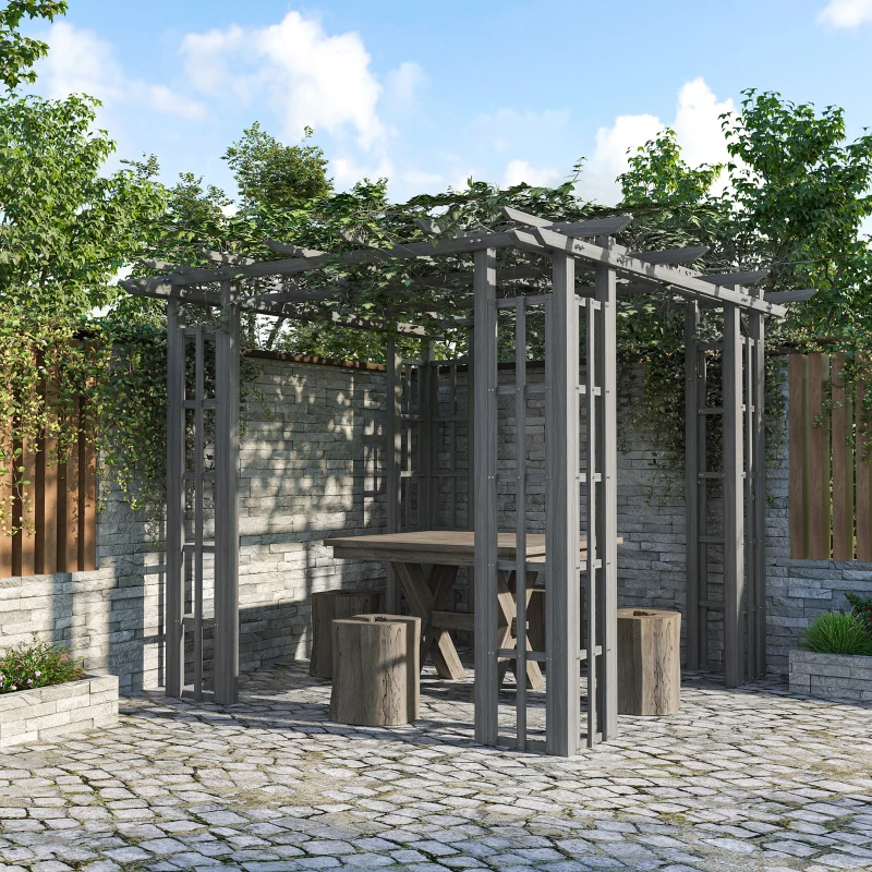 Outsunny 9' x 9' Vinyl Pergola, PVC Outdoor Gazebo Grape Trellis, for Garden, Patio, Backyard, Deck