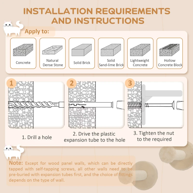 PawHut 4pc Corner Design Cat Wall Shelf with Scratching Post, Scratching Board, Perches, Cat Wands & Toy Ball, Beige