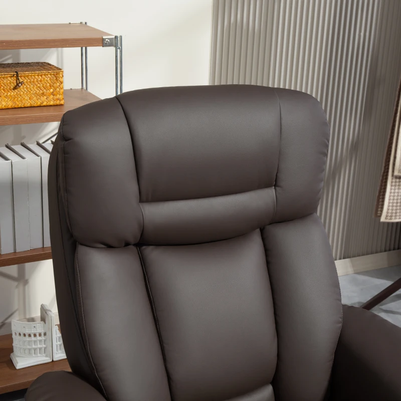 HOMCOM Swivel Recliner with Ottoman, PU Leather Reclining Chair with Footrest, for Living Room, Bedroom, Dark Brown