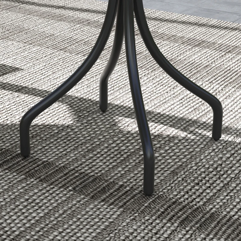 Outsunny 26" Round Patio Table, Outdoor Side Table with Steel Frame and Slat Tabletop for Garden, Backyard, Distressed Gray