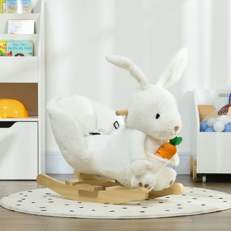 Qaba Baby Rocking Chair, Rabbit Shaped Plush Animal Rocker