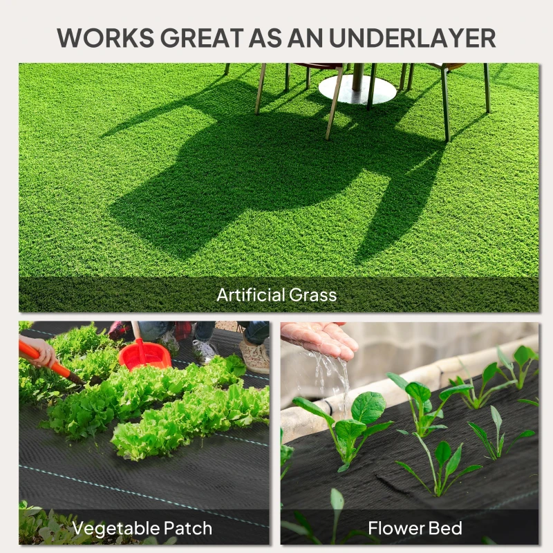 Outsunny 6FT x 300FT Weed Barrier Landscape Fabric, 5oz Heavy Duty Woven Weed Control Fabric for Landscaping