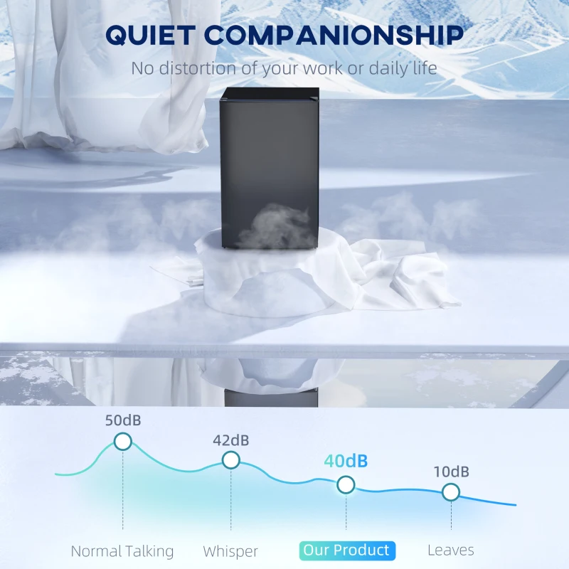 HOMCOM 4.5 Cu Ft Mini Fridge with Freezer, Wheels, Single Door Refrigerator, Adjustable Thermostat, Reversible Door, Black