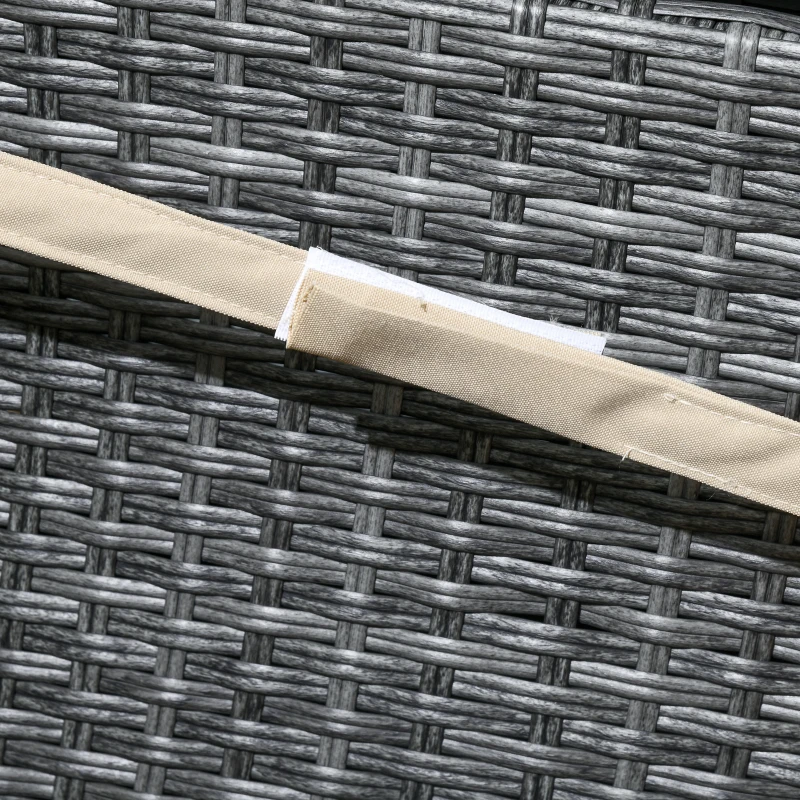 Outsunny Outdoor Recliner Chair with Cushions, Reclining Patio Lounge Chair with Adjustable Footrest, Armrests, Tray Table, Khaki