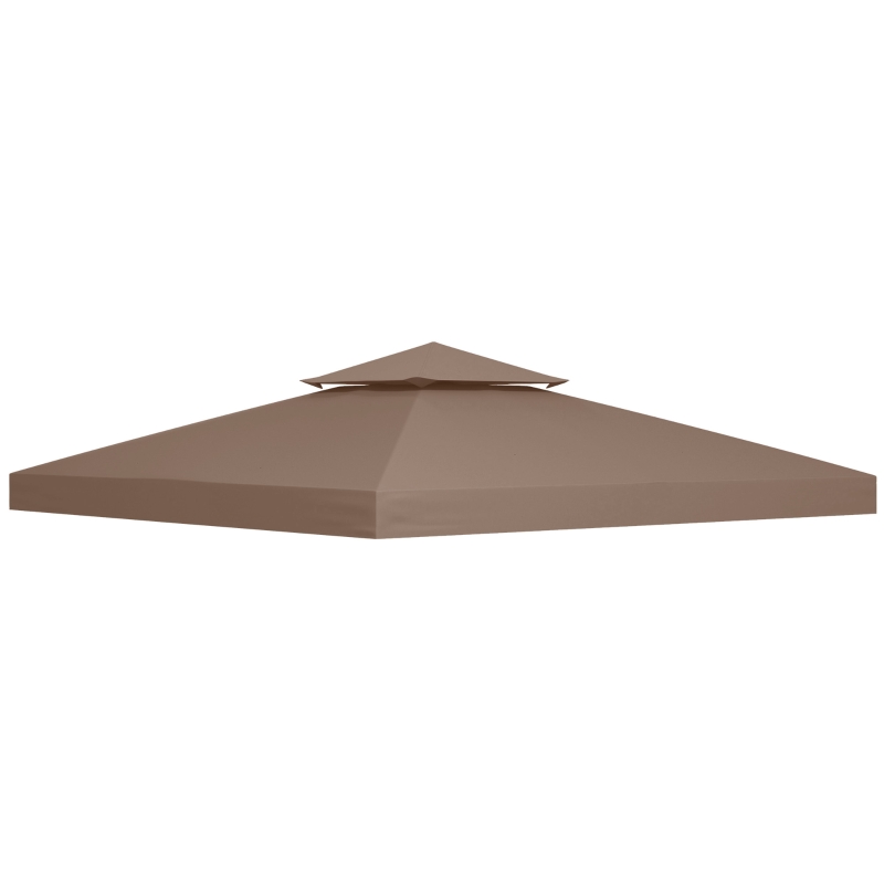 Outsunny Gazebo Replacement Canopy for Model 01 -0153, 2-Tier Top Cover for 9.84' x 9.84' Gazebo, Coffee (TOP ONLY)