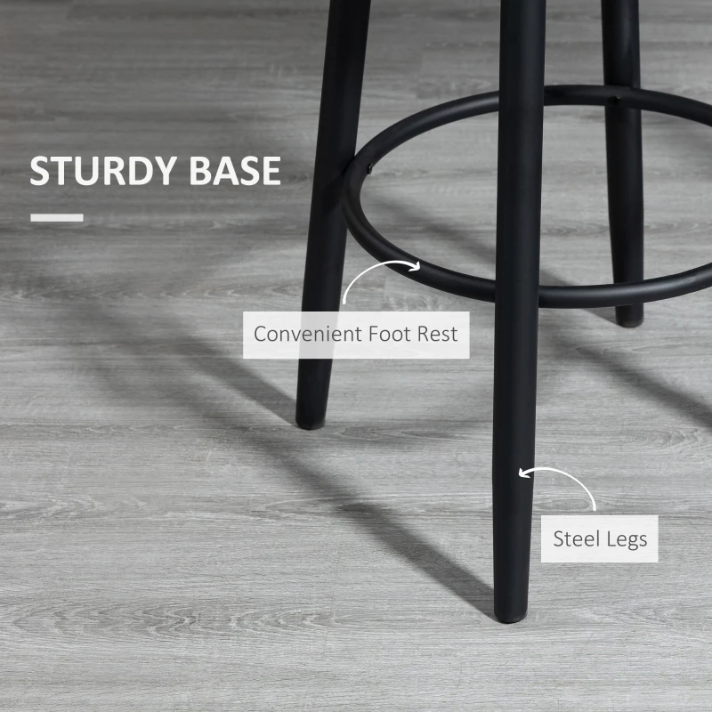 HOMCOM Modern Bar Stools, Set of 2 Swivel Kitchen Chairs, Dark Gray