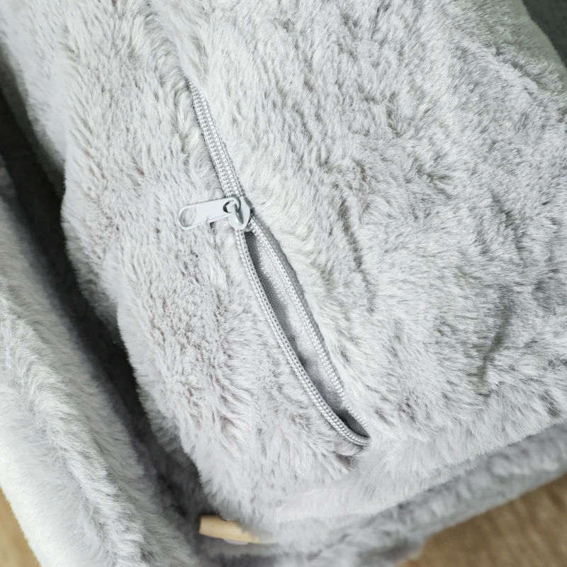 PawHut Dog & Cat Couch w/ Foam Cushion, Soft Pillow, Removable & Washable Covers, Non-slip Foot Pads for M Dogs, Light Gray