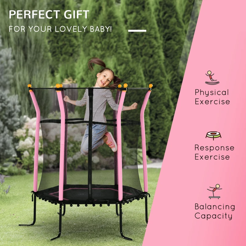 Soozier Trampoline for Kids with Net for Indoor Use, Pink