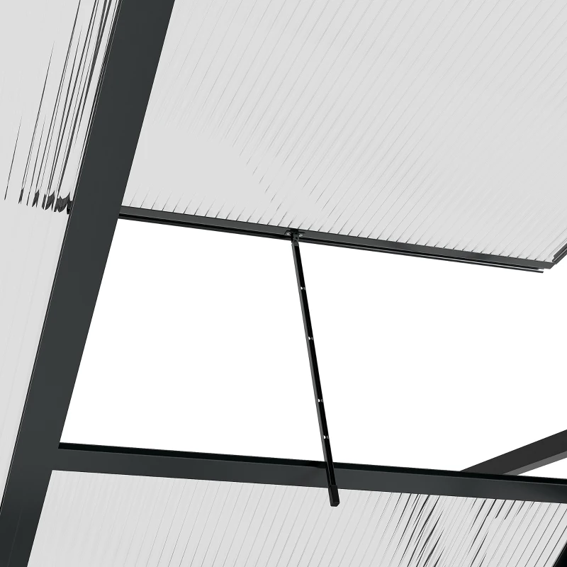 Outsunny Polycarbonate Greenhouse, Heavy Duty Outdoor Aluminum Walk-in Green House Kit Vent Door, 6.2'x4.3'x6.6' Gray