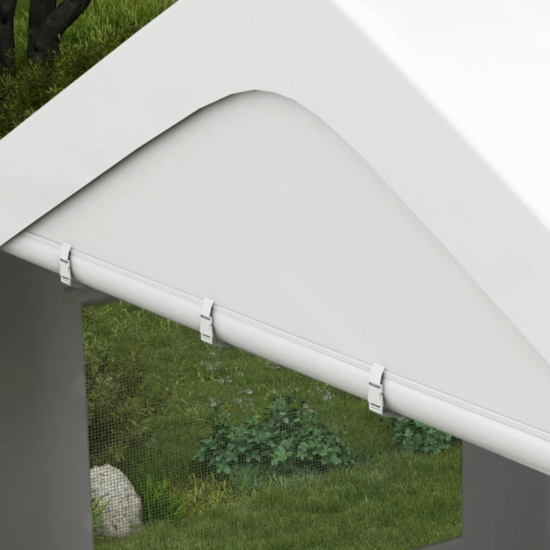 Outsunny 10' x 20' Carport, Heavy Duty Portable Garage, with 4 Mesh Windows and 2 Doors, White