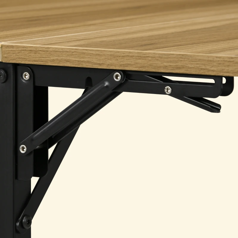 HOMCOM Folding Dining Table for 2 to 4 People, Industrial Drop Leaf Table, Kitchen Table for Small Spaces, Walnut
