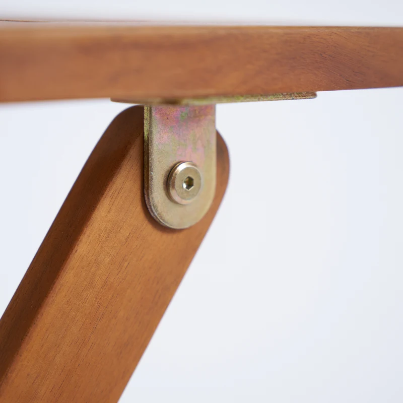 Outsunny Outdoor Bistro Set Foldable 3 Pieces Wicker Patio Furniture Set w/ Cushions, for Porch, Backyard, Garden, Light Teak