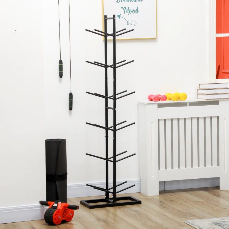 Soozier 12-Ball Sports Rack, Ball Holder Basketball Rack for Garage, Classroom or Gym, Athletic Gear Organizer