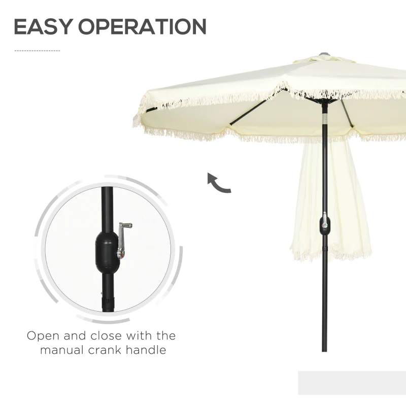 Outsunny 9 ft Cantilever Umbrella with Push Button Tilt and Crank Tassles and 8 Ribs Shade Umbrellas for Garden