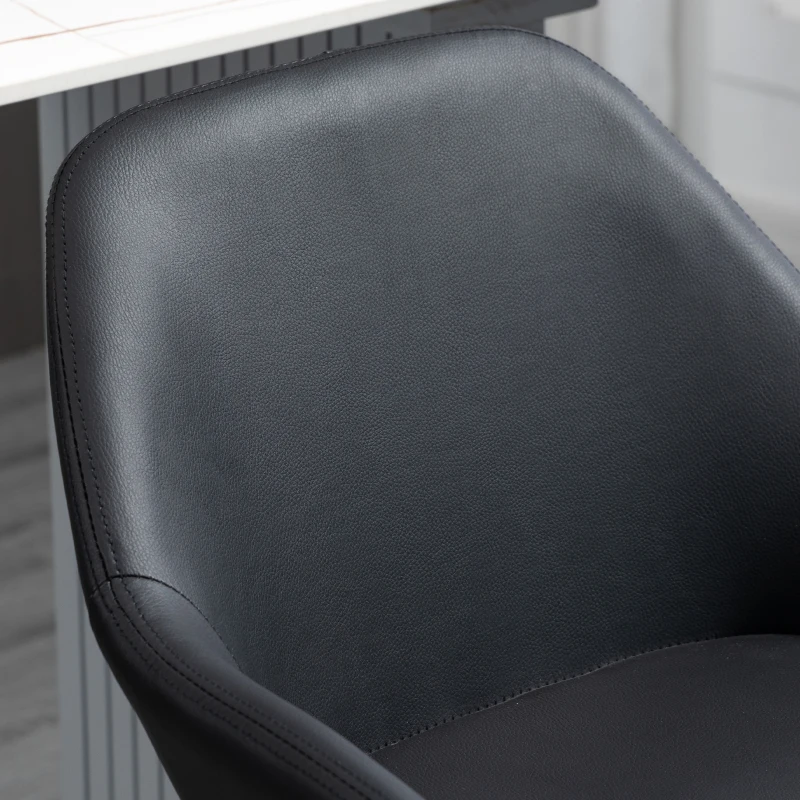 HOMCOM Adjustable Bar Stools, Swivel Counter Height Barstools with Footrest and Back, PU Leather and Steel Round Base, for Kitchen Counter and Dining Room, Set of 2, Black