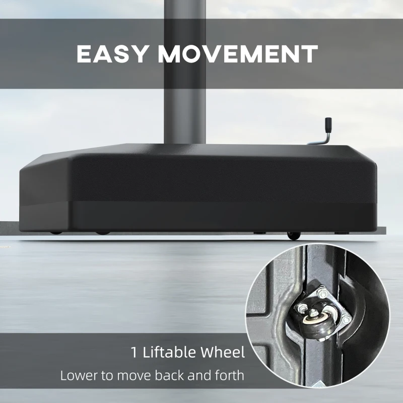 Outsunny 330 lbs. Fillable Umbrella Base for 84D-110V02 Model Umbrella, Cantilever Umbrella Stand, Wheels, Adjustable Feet, Black