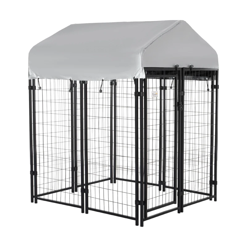 PawHut Outdoor Dog Kennel with Waterproof UV-Resistant Cover, 4 x 4 x 4.5 ft