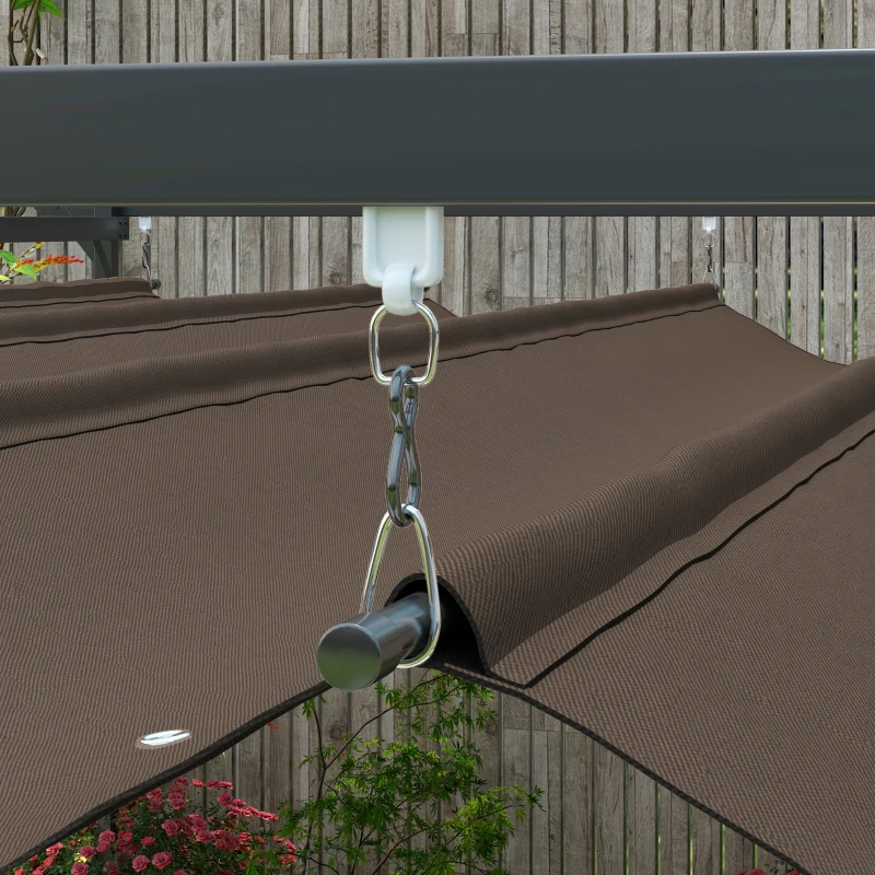 Outsunny 10' x 13' Metal Retractable Pergola Canopy, Outdoor Pergola for Garden, Patio, Backyard, Deck, Brown