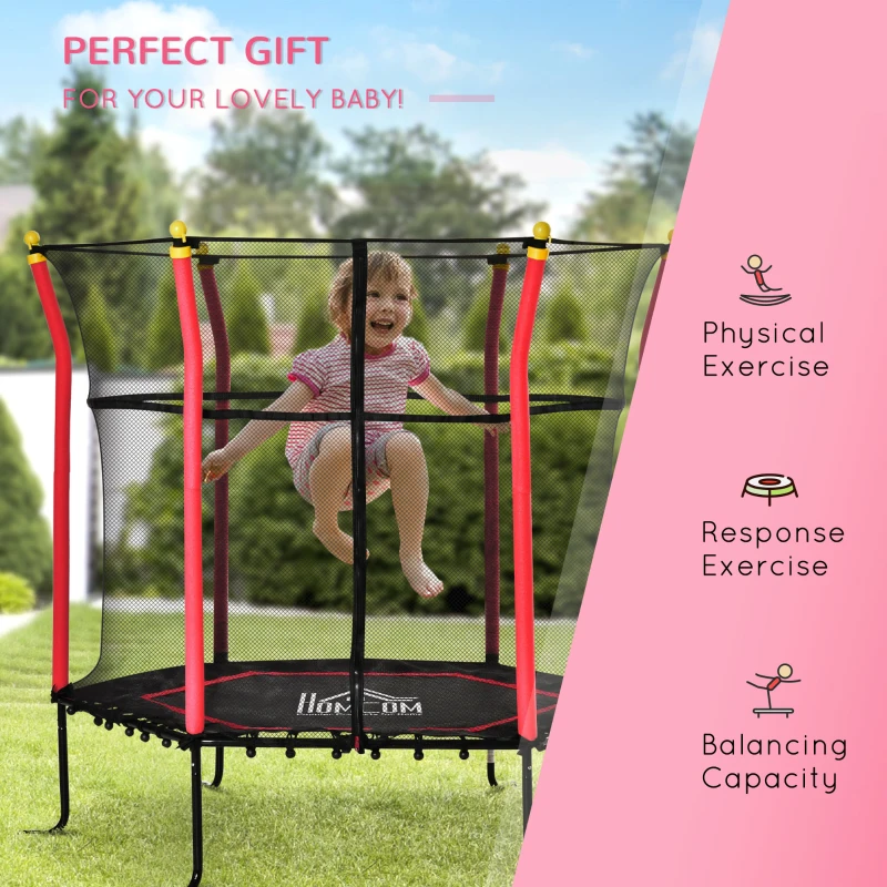 Soozier Trampoline for Kids with Net for Indoor Use, Red