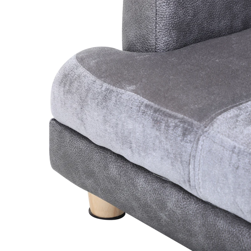 PawHut Luxury Fancy Dog Bed for Small Dogs with Thick Foam, Small Dog Couch with Soft Fuzzy & Faux Leather Combo, Dog Sofa Bed, Rectangle Modern Furniture for Puppies and Little Breeds, Gray