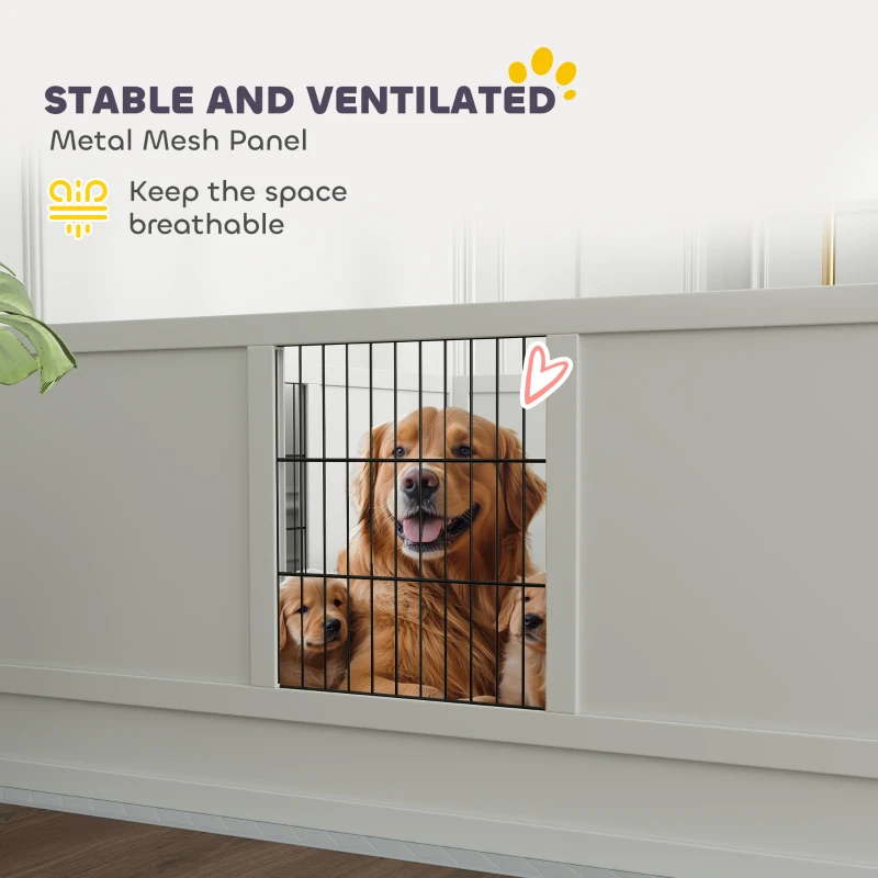 PawHut Two Rooms Design Dog Whelping Box with Washable Pee Pad, Adjustable Door, for Large Breed Dogs, 96" x 47" x 19"