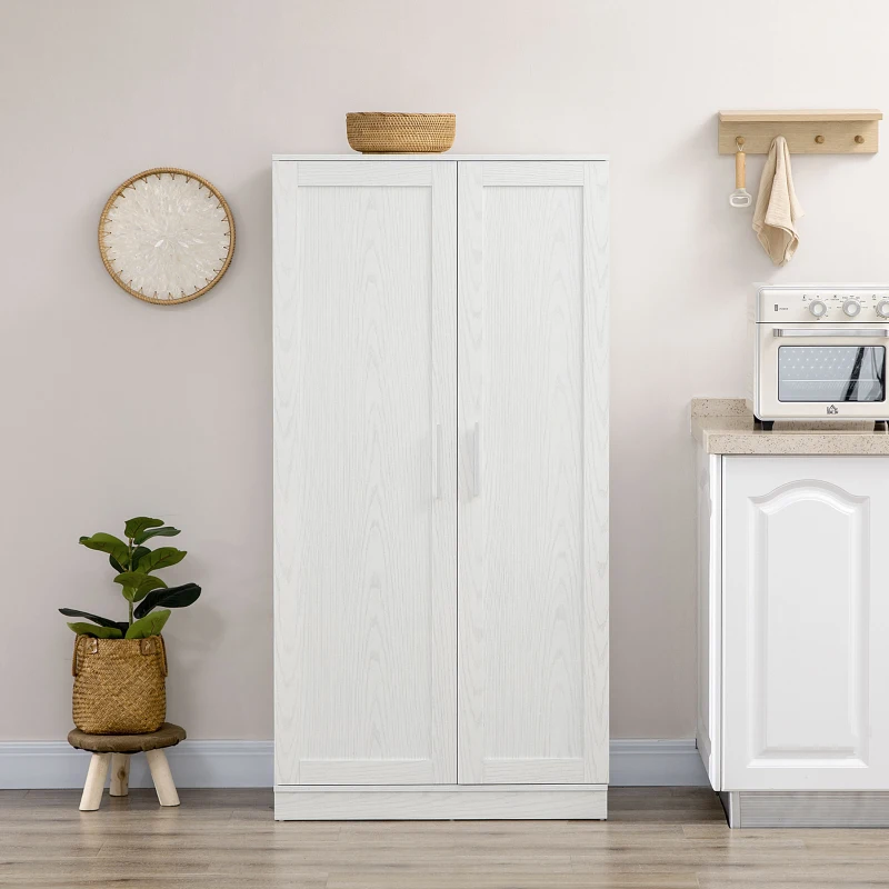 HOMCOM Kitchen Pantry Storage Cabinet, 14-Tier Freestanding Kitchen Cupboard for Living Room, Dining Room Storage, White