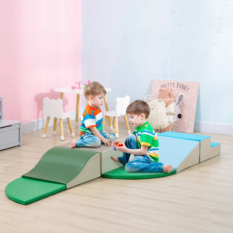 Qaba 6-Pieces Foam Climbing Blocks for Toddlers 1-3 Years, Soft Play Set for Climb and Crawl, Contemporary
