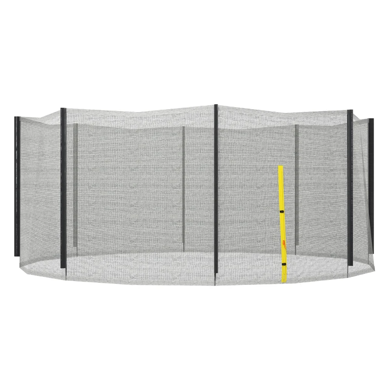 Soozier Trampoline Safety Net for 14ft Round Trampoline with 8 Straight Poles Poles Not Included, Weather Resistant Trampoline Net Replacement Enclosure with Yellow Zippered Entrance, Yellow