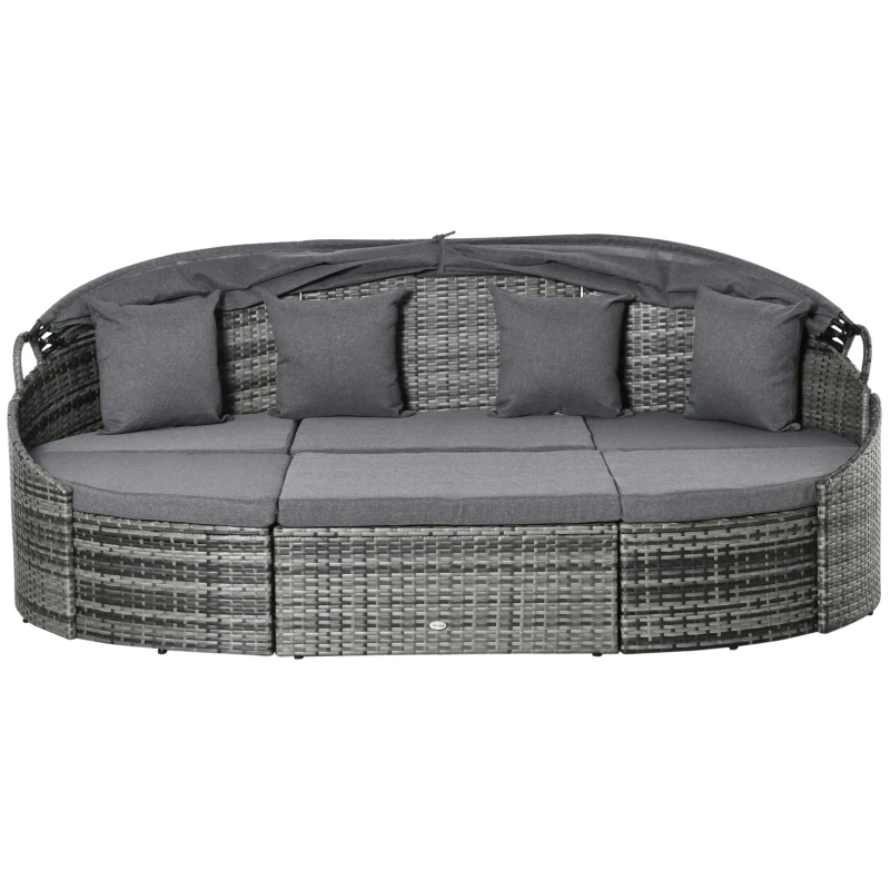 Outsunny Convertible Rattan Daybed Sectional, Grey