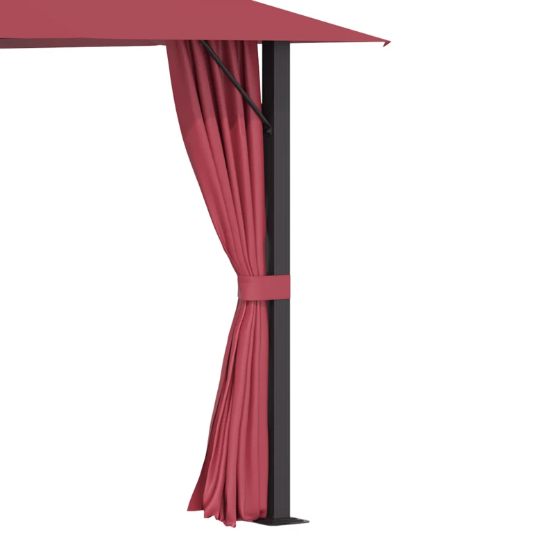 Outsunny 10' x 10' Patio Gazebo Aluminum Frame Outdoor Canopy Shelter with Sidewalls, Vented Roof for Garden, Lawn, Backyard, and Deck, Wine Red