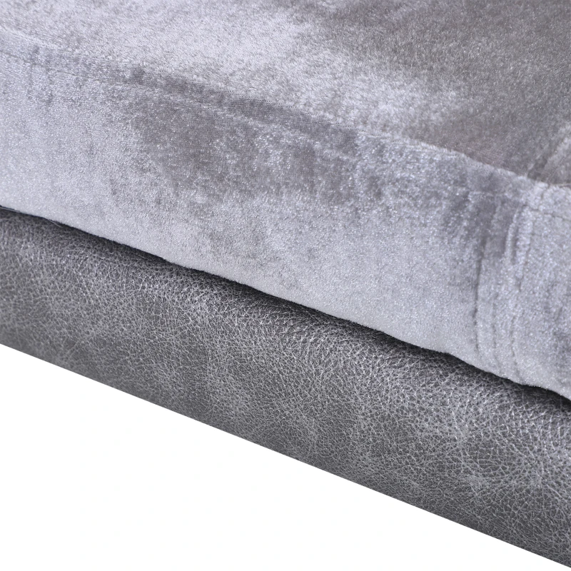 PawHut Luxury Fancy Dog Bed for Small Dogs with Thick Foam, Small Dog Couch with Soft Fuzzy & Faux Leather Combo, Dog Sofa Bed, Rectangle Modern Furniture for Puppies and Little Breeds, Gray