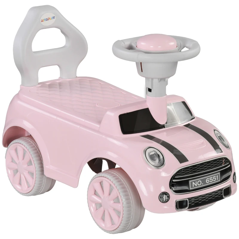 Qaba Foot to Floor Toddler Ride on Toy, Sliding Car w/ Horn, No Tip Anti-Over-Backwards System for 18-36 Months, Pink