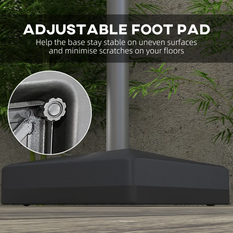 Outsunny 330 lbs. Fillable Umbrella Base for 84D-110V02 Model Umbrella, Cantilever Umbrella Stand, Wheels, Adjustable Feet, Black