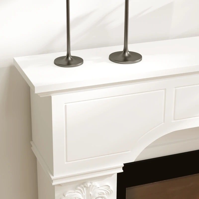 HOMCOM Baroque Fireplace Mantle, Freestanding Fireplace Surround for Electric Fireplaces, 43.3" W x 42.8" H, White