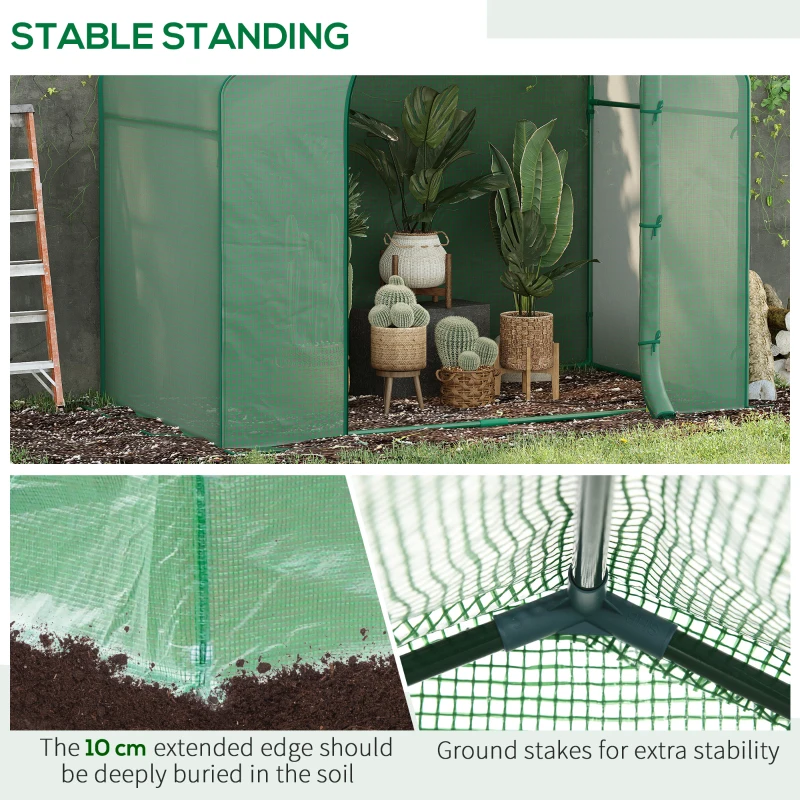 Outsunny 6' x 3' x 5' Portable Walk-in Greenhouse, PE Cover, Steel Frame Garden Hot House, Zipper Door, Top Vent for Flowers, Vegetables, Saplings, Tropical Plants, Green