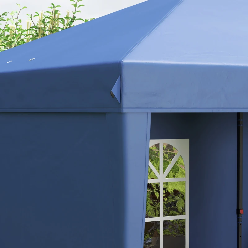 Outsunny 10' x 20' Pop Up Canopy Tent with 4 Sidewalls, Instant Gazebo with Carry Bag for Garden, Patio, Blue