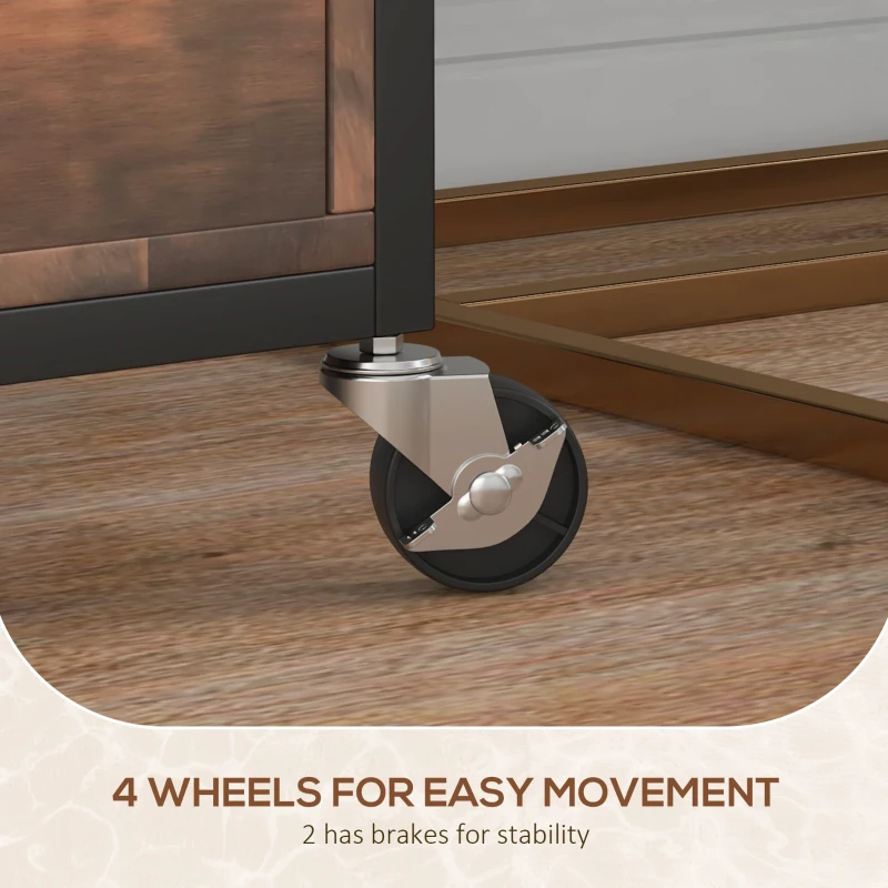 Vinsetto Mobile Filing Cabinet 2 Drawer File Cabinet with Key Adjustable Hanging Bar for Letter A4 and Legal Size Rustic Brown