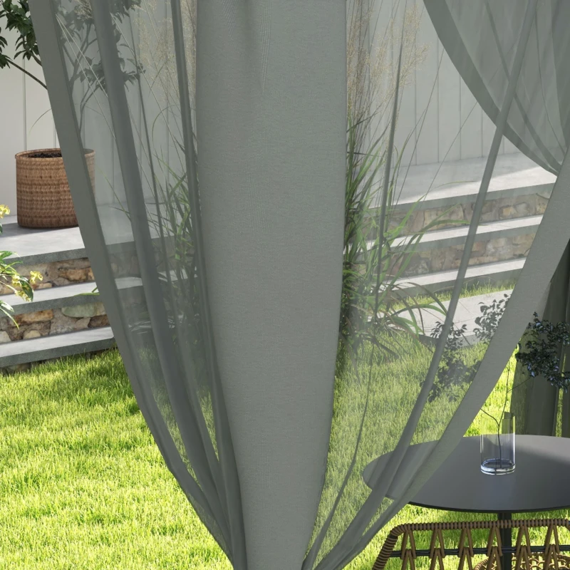 Outsunny 12' x 10' Patio Gazebo Outdoor Pavilion 2 Tire Roof Canopy Shelter Garden, Steel Frame w/ Mosquito Netting, Light Grey