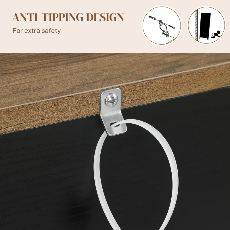 HOMCOM Sideboard, Buffet Cabinet with 4 Barn Doors and 3 Drawers, Coffee Bar Cabinet with Adjustable Shelves, Black