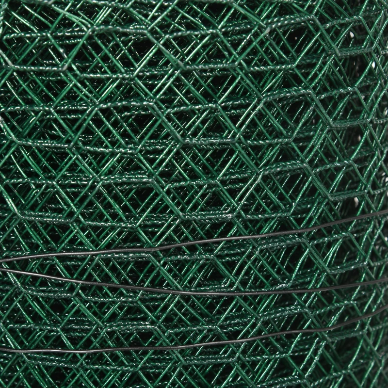 PawHut 39 in x 82 ft Chicken Wire Fence, Welded Wire Metal Roll Vegetables Garden Rabbit Fencing, Hexagonal Poultry Fence Wire, for Ducks, Gooses, Dark Green