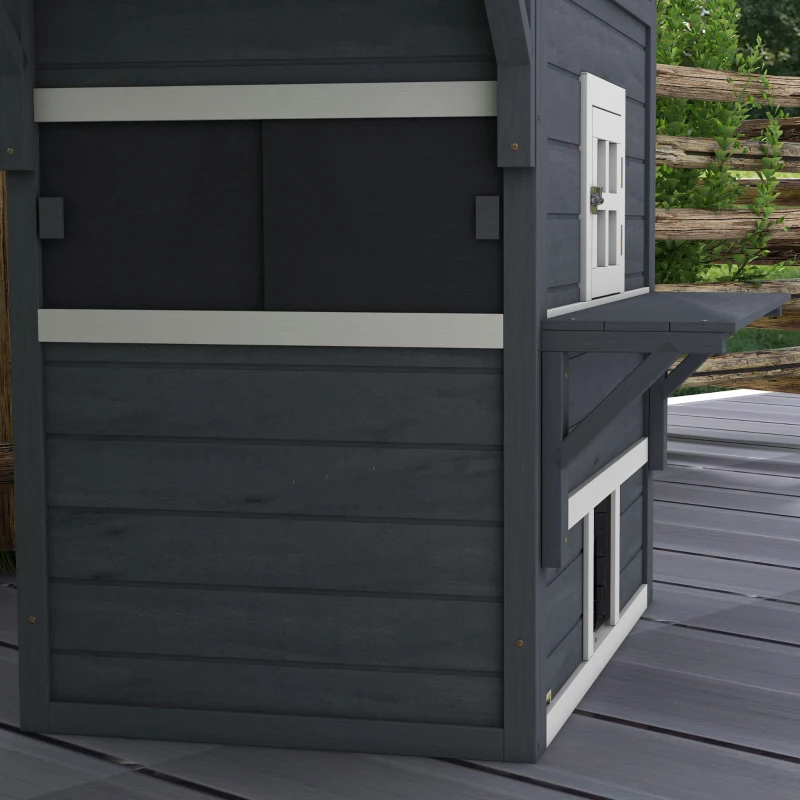 PawHut Cat House, Outdoor 3-Tier Kitty Shelter, Weather Resistant, w/ Escape Door