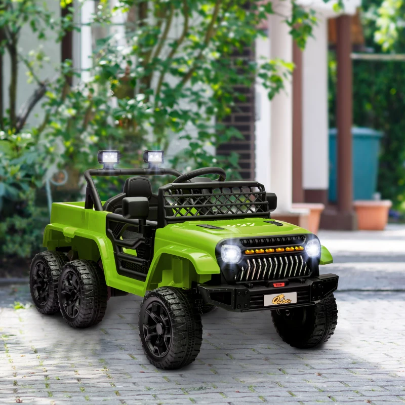 Qaba 12V 4x4 Kids Electric Car w/ 2WD/4WD Switchable, Remote Control, Spring Suspension System, Back Trailer, Camouflage