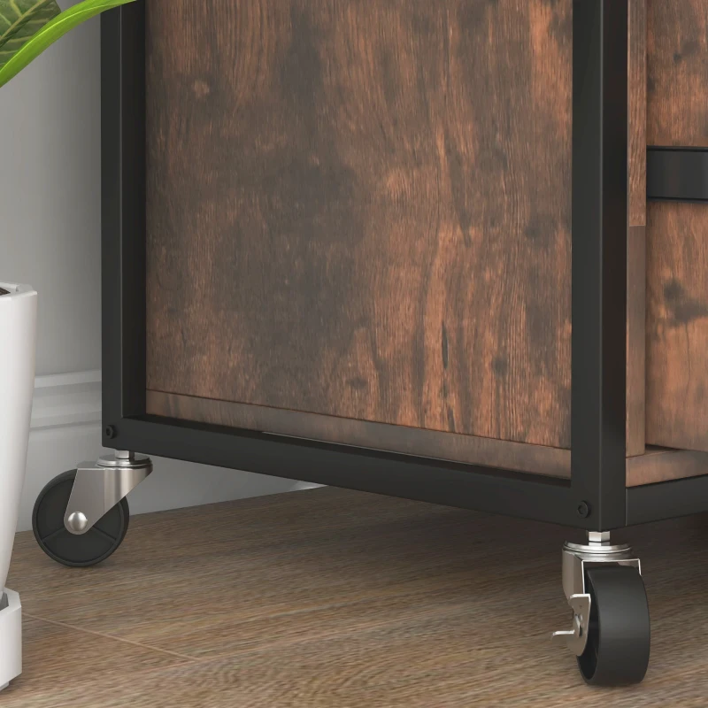 Vinsetto Mobile Filing Cabinet 2 Drawer File Cabinet with Key Adjustable Hanging Bar for Letter A4 and Legal Size Rustic Brown