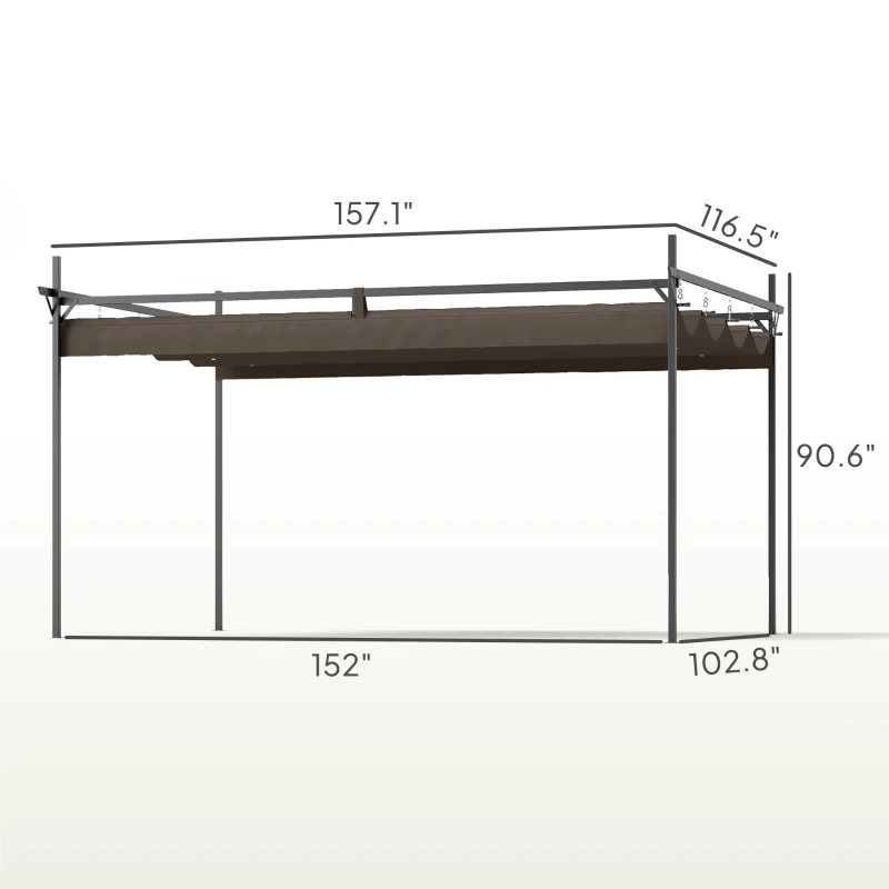 Outsunny 10' x 13' Metal Retractable Pergola Canopy, Outdoor Pergola for Garden, Patio, Backyard, Deck, Brown