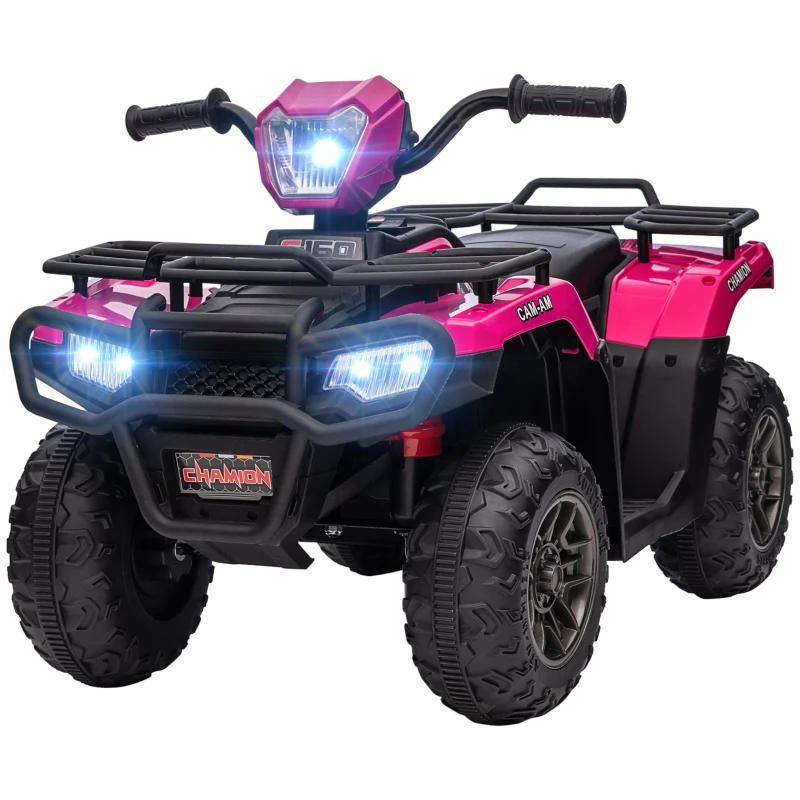 Aosom 12V Electric Toy Car with Forward Backward Function, Music, LED Headlights, for Ages 3-5 Years, Pink