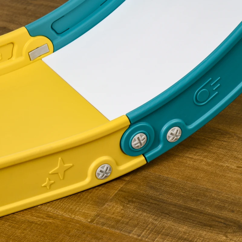 Qaba 6 in 1 Toddler Slide and Swing Set Indoor for Age 1-3 Years w/ Basketball Hoop, Climber, Storage Telescope, Yellow